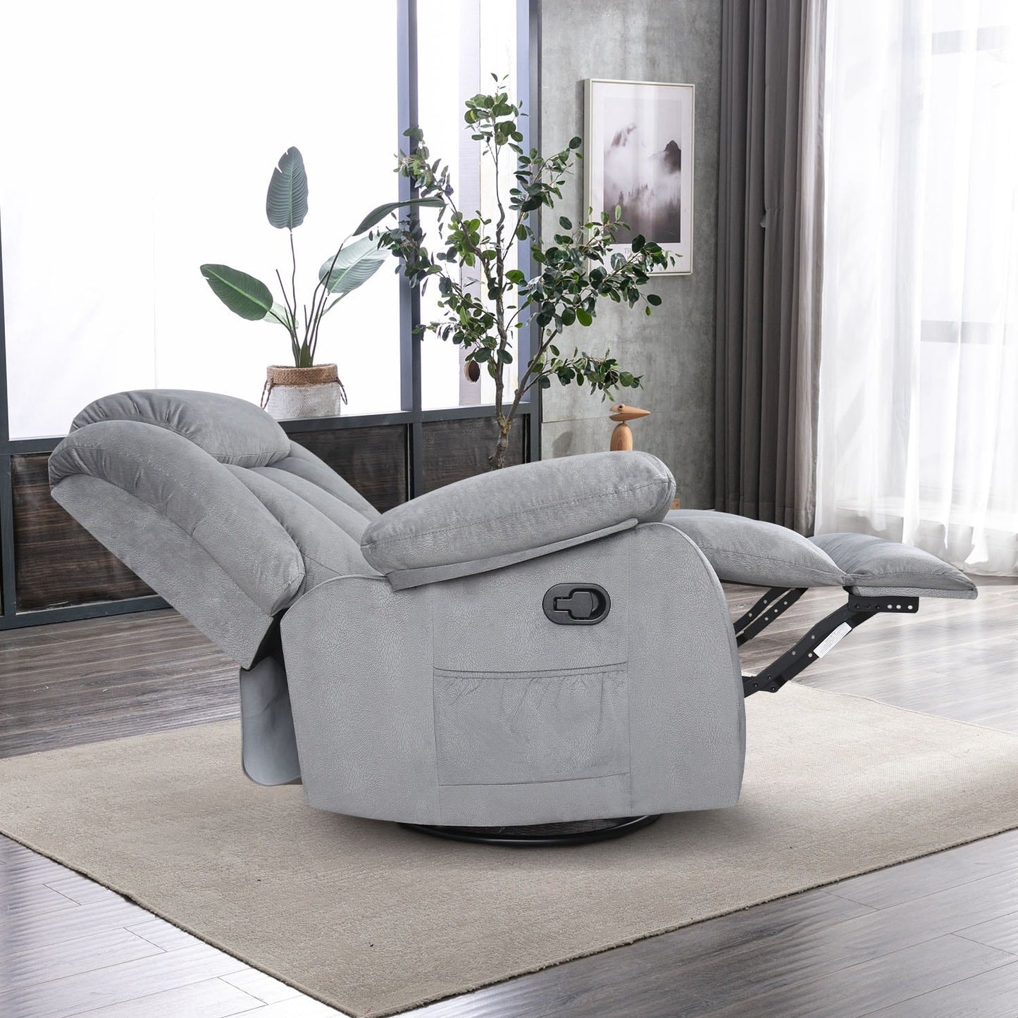 Fauteuil inclinable manuel en tissu doux avec masseur et chauffage
