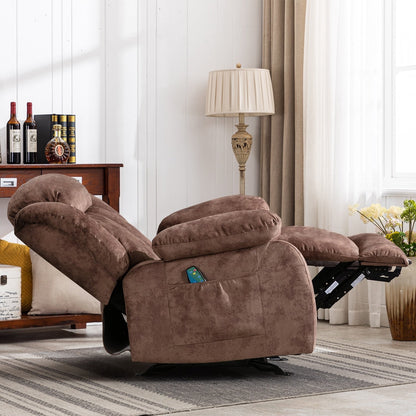 Fauteuil inclinable manuel en tissu doux avec masseur et chauffage