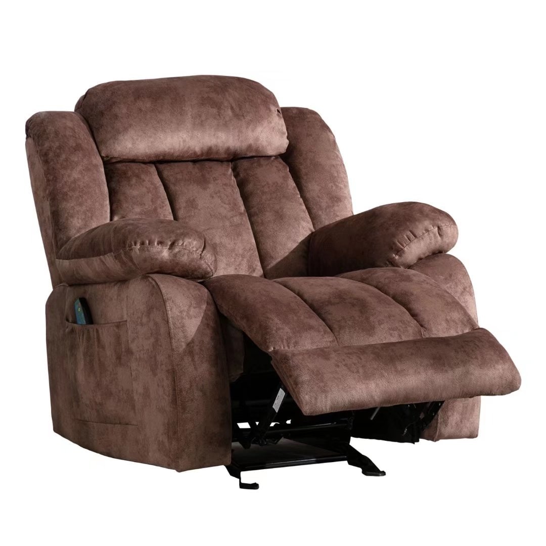 Fauteuil inclinable manuel en tissu doux avec masseur et chauffage
