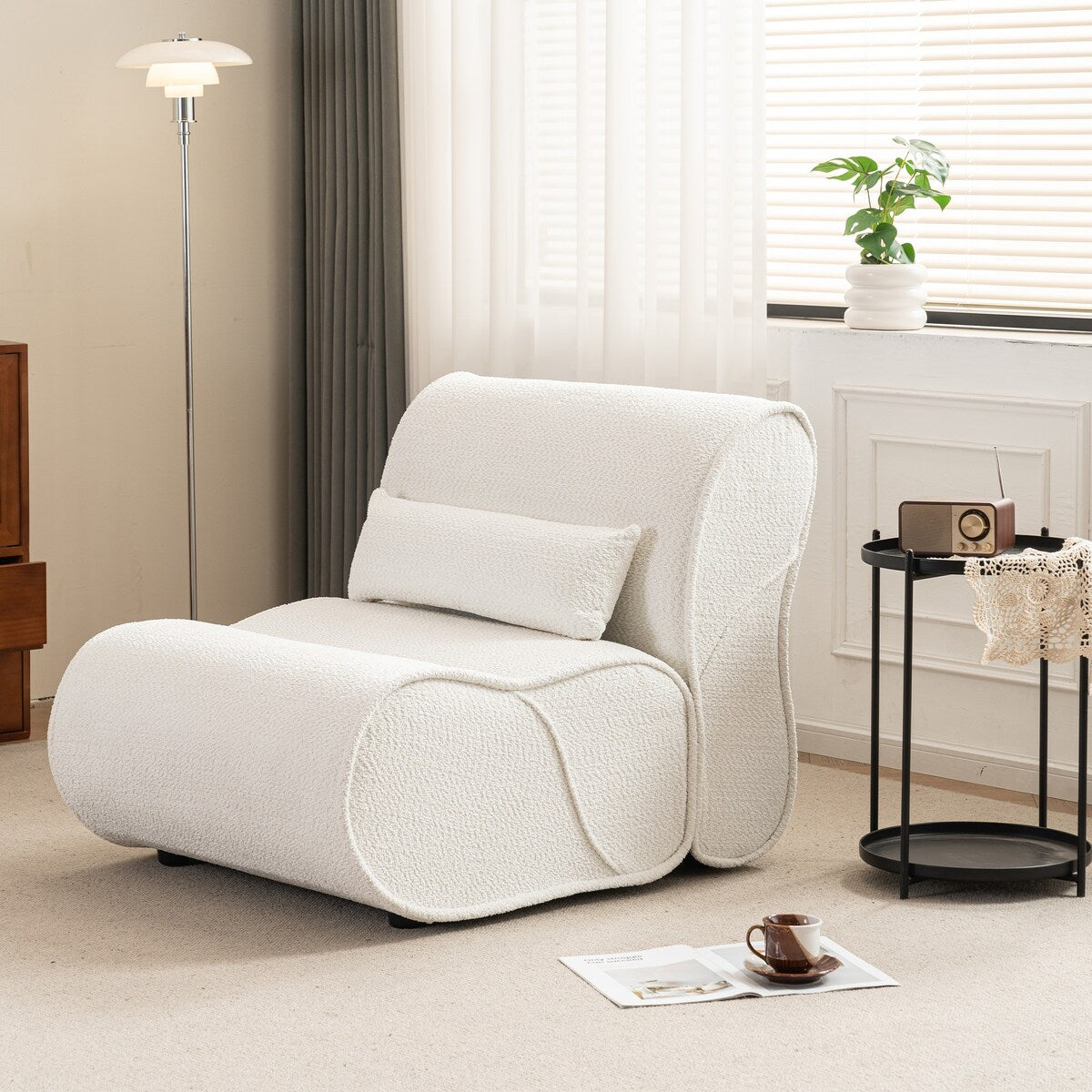 Fauteuil inclinable en velours moelleux, confortable et rembourré, idéal pour le salon, la chambre ou le bureau.