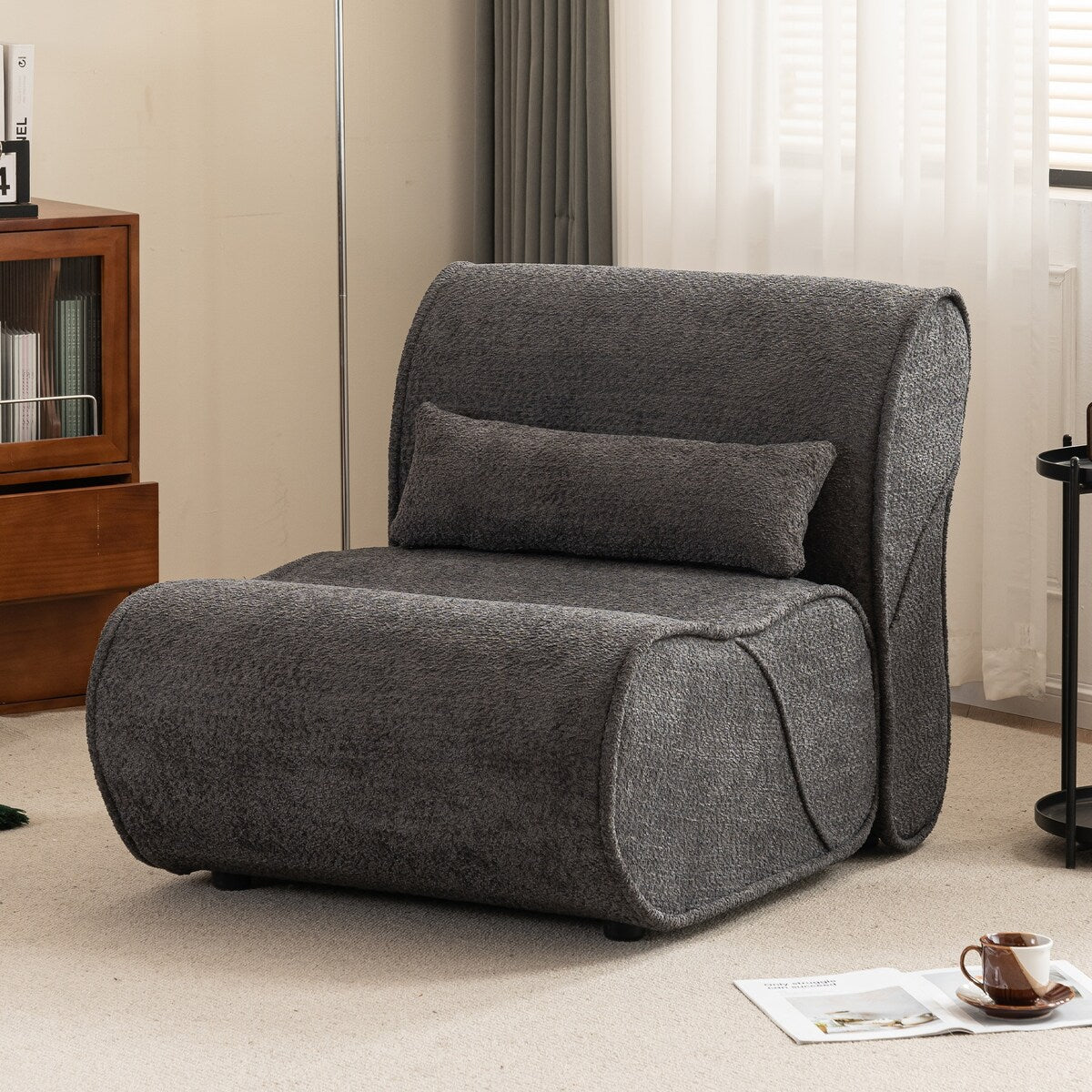 Fauteuil inclinable en velours moelleux, confortable et rembourré, idéal pour le salon, la chambre ou le bureau.