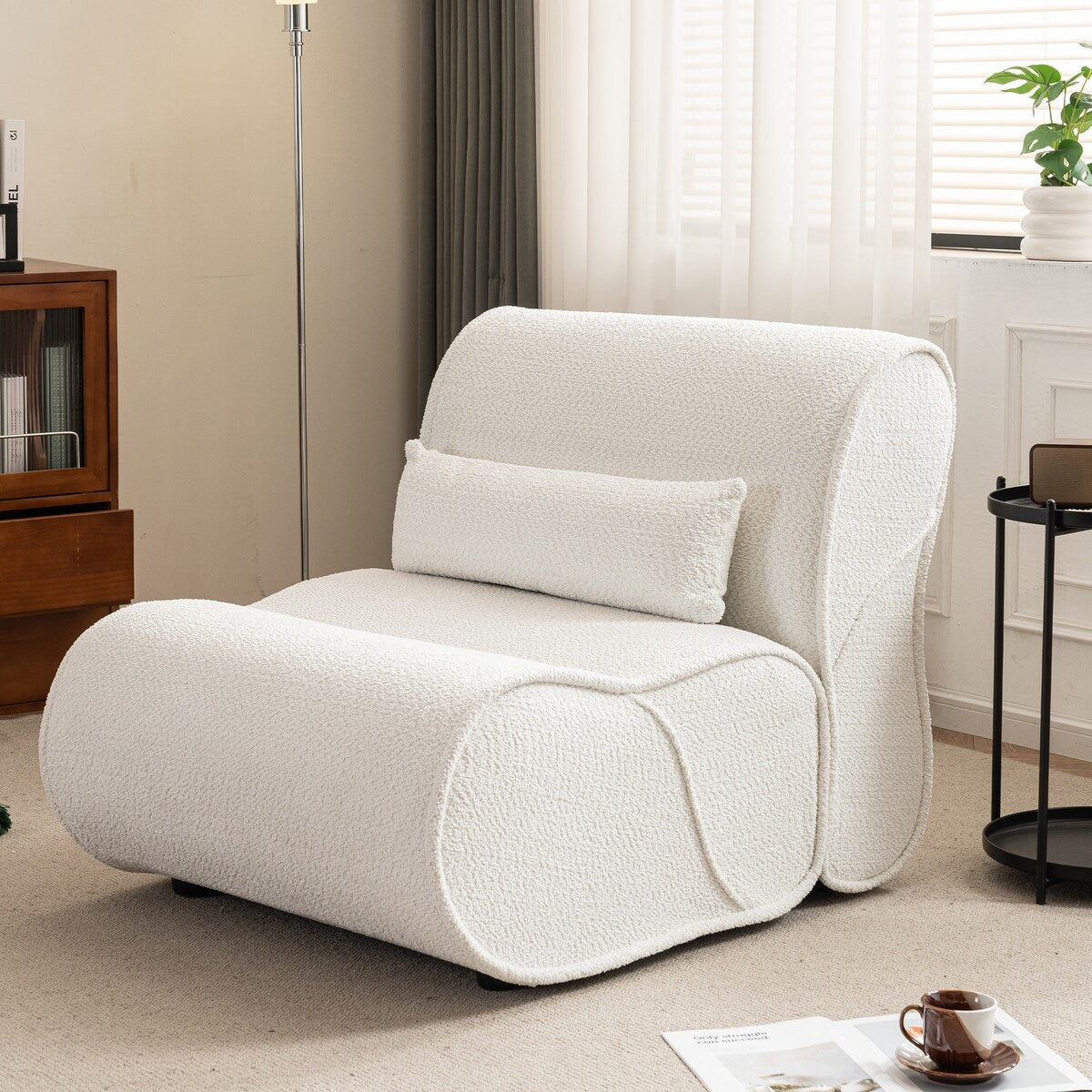 Fauteuil inclinable en velours moelleux, confortable et rembourré, idéal pour le salon, la chambre ou le bureau.