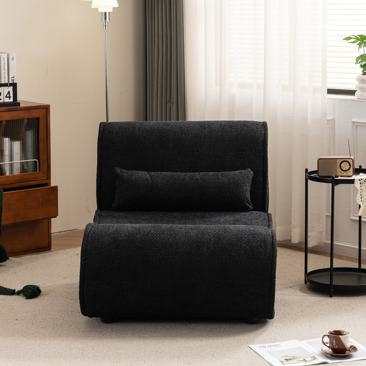 Fauteuil inclinable en velours moelleux, confortable et rembourré, idéal pour le salon, la chambre ou le bureau.
