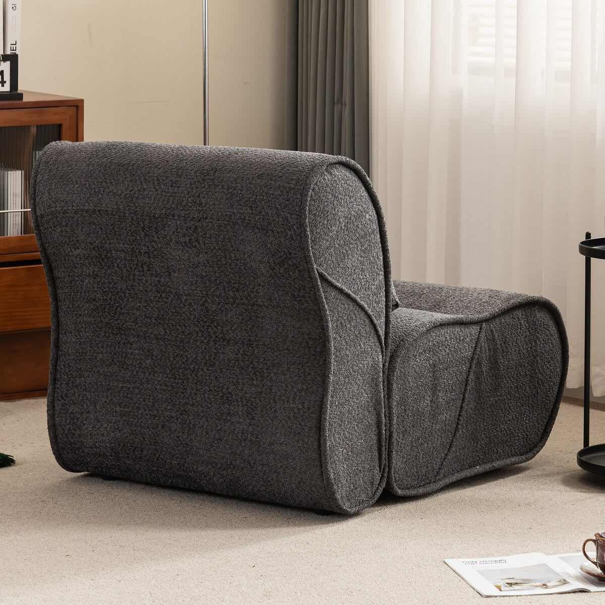 Fauteuil inclinable en velours moelleux, confortable et rembourré, idéal pour le salon, la chambre ou le bureau.