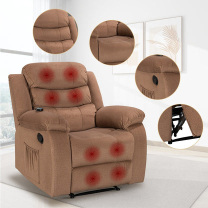 Fauteuil inclinable souple avec fonction massage et chauffage