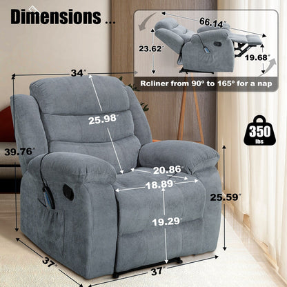 Fauteuil inclinable souple avec fonction massage et chauffage