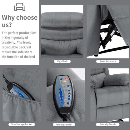 Fauteuil inclinable souple avec fonction massage et chauffage