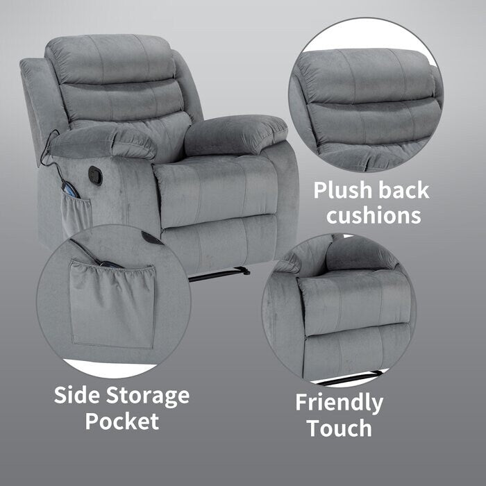 Fauteuil inclinable souple avec fonction massage et chauffage