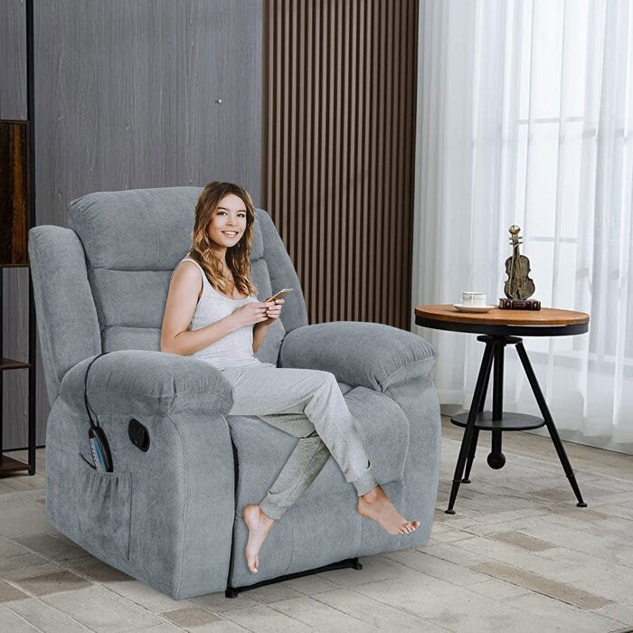 Fauteuil inclinable souple avec fonction massage et chauffage