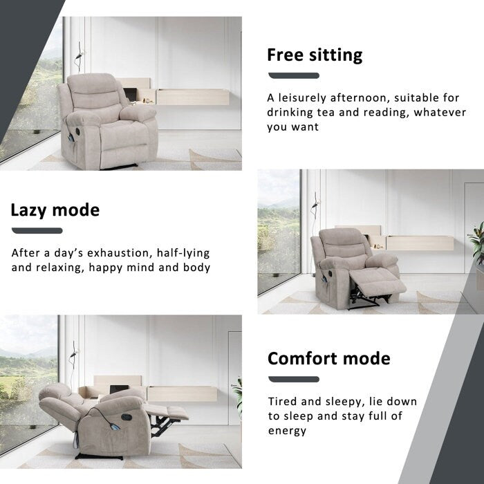 Fauteuil inclinable souple avec fonction massage et chauffage