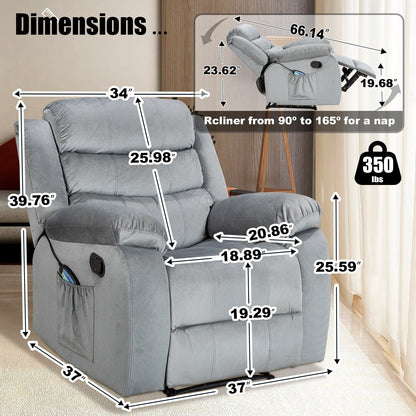 Fauteuil inclinable souple avec fonction massage et chauffage