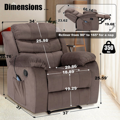 Fauteuil inclinable souple avec fonction massage et chauffage