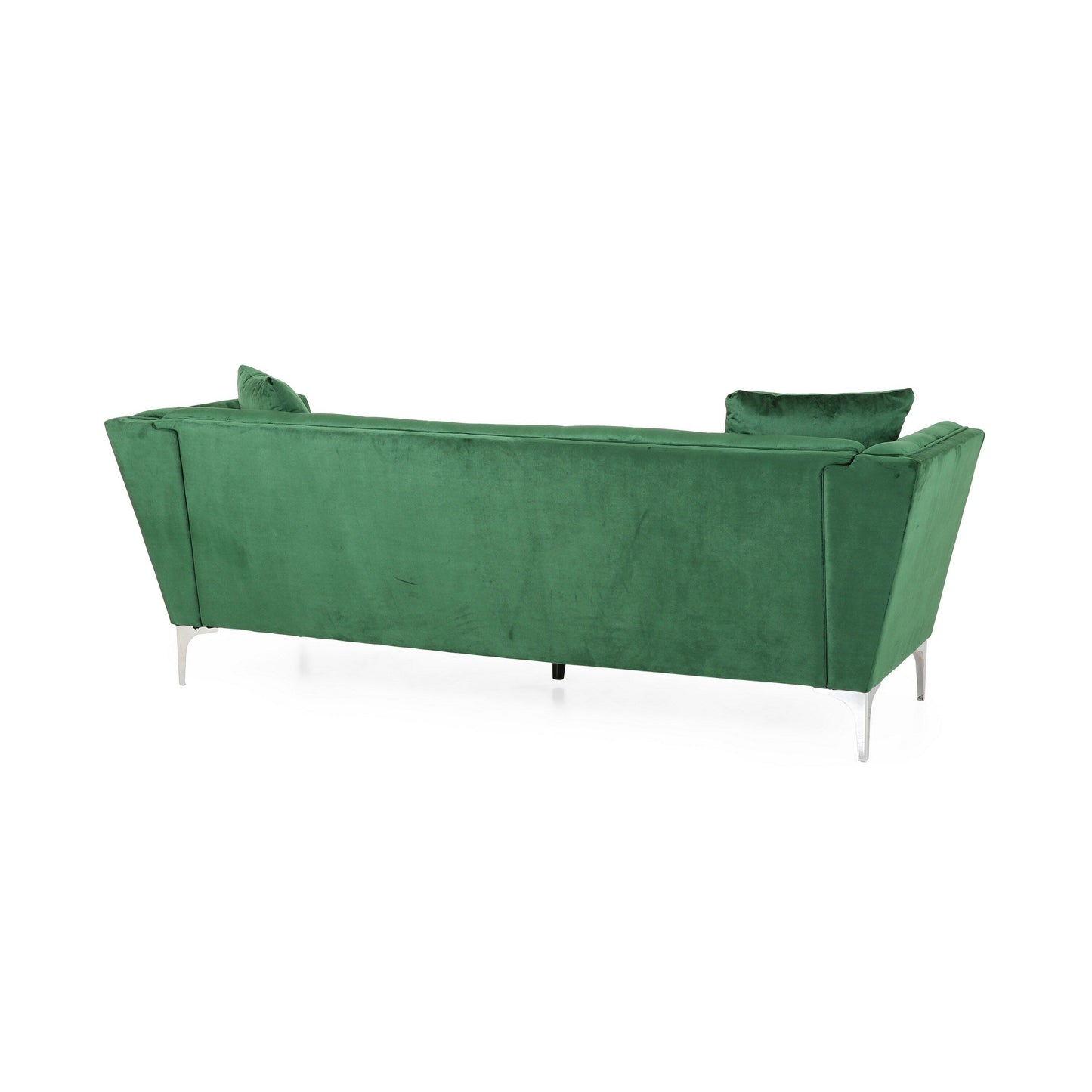Canapé Sofy, 87 pouces, Chesterfield moderne en velours vert émeraude avec 2 oreillers