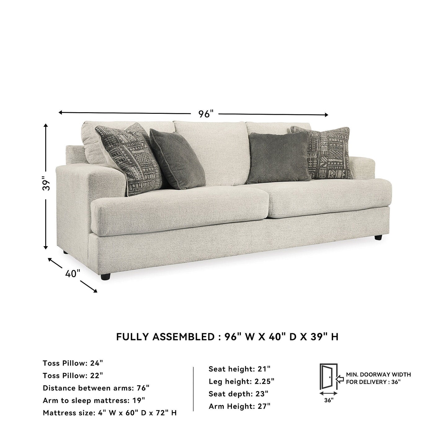 Canapé-lit queen Soletren - Pierre