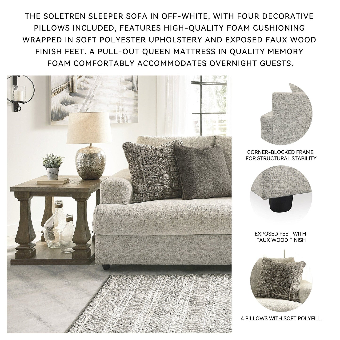 Canapé-lit queen Soletren - Pierre