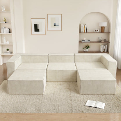 Canapé à compression en velours côtelé sans accoudoirs avec dossier solide