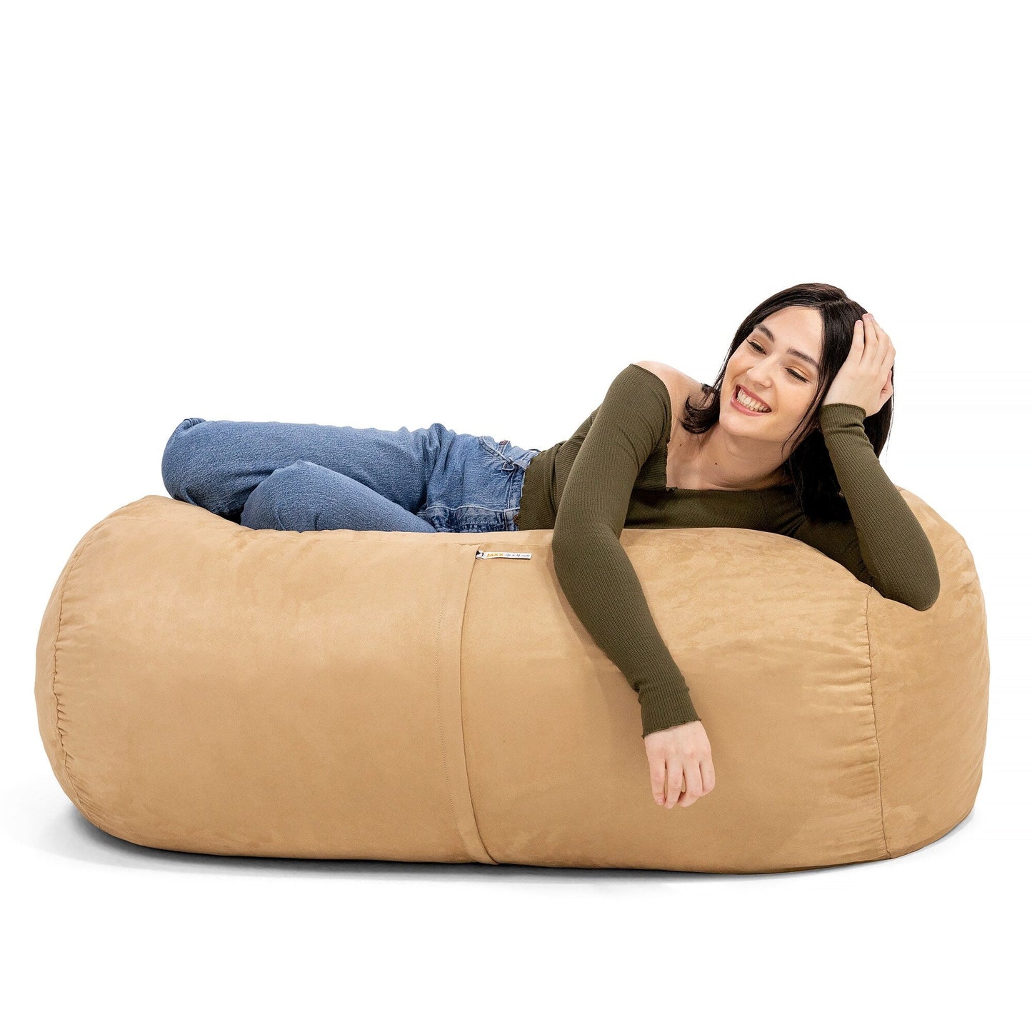 Pouf solide - 1,2 m - Beige camel