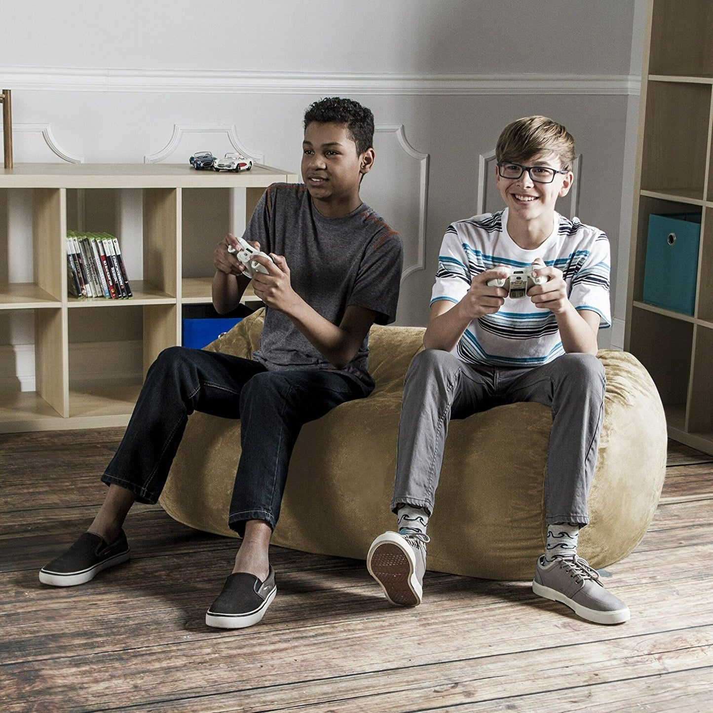 Pouf solide - 1,2 m - Beige camel