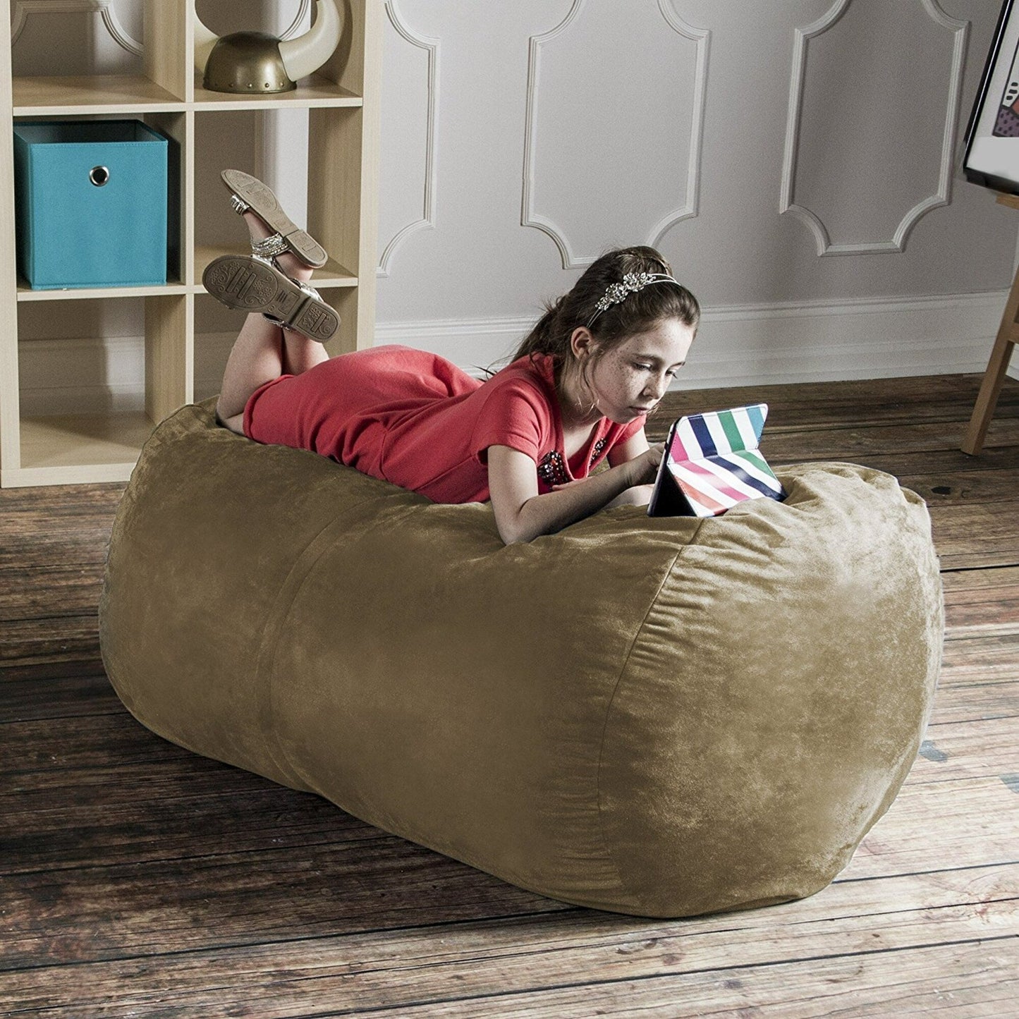 Pouf solide - 1,2 m - Beige camel