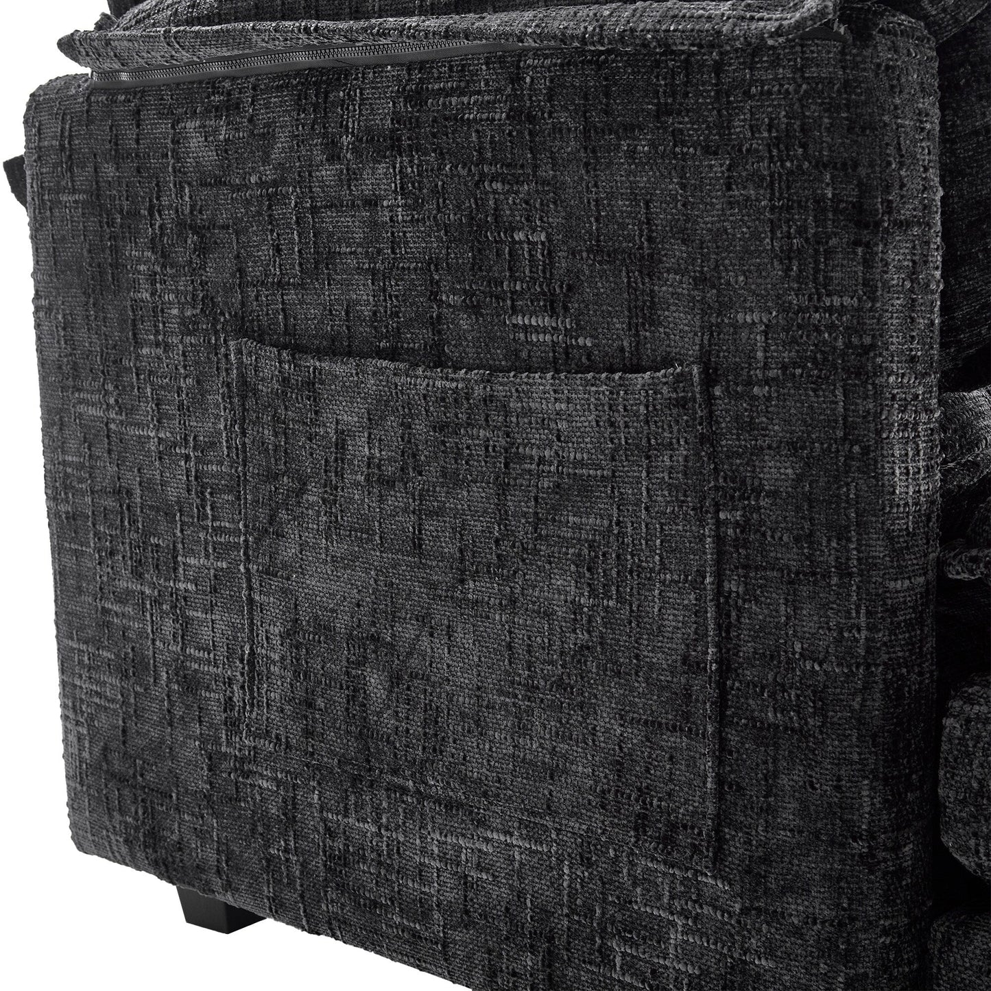 Construction solide, la structure globale du canapé est stable, deux repose-pieds et un canapé deux places avec poches latérales