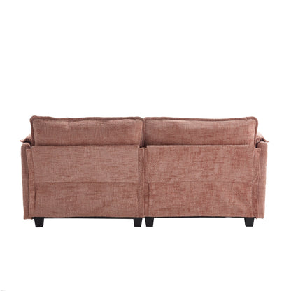 Construction solide, la structure globale du canapé est stable, deux repose-pieds et un canapé deux places avec poches latérales