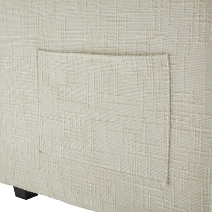 Construction solide, la structure globale du canapé est stable, deux repose-pieds et un canapé deux places avec poches latérales