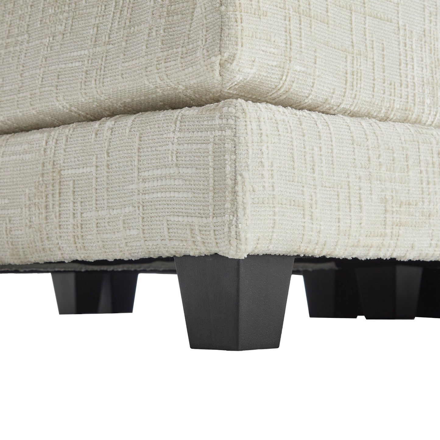 Construction solide, la structure globale du canapé est stable, deux repose-pieds et un canapé deux places avec poches latérales