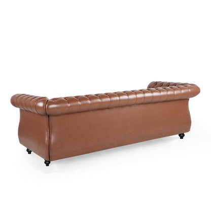 Canapé Chesterfield Somerville en similicuir capitonné avec accoudoirs en volutes par Christopher Knight Home