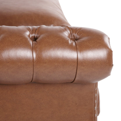 Canapé Chesterfield Somerville en similicuir capitonné avec accoudoirs en volutes par Christopher Knight Home