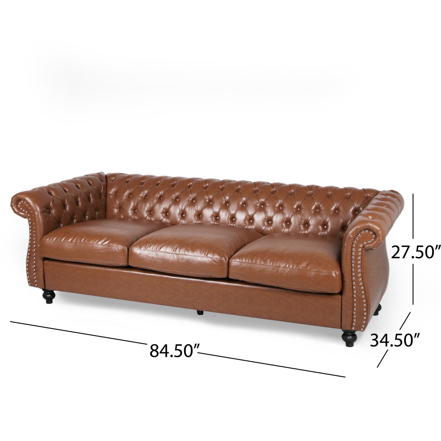 Canapé Chesterfield Somerville en similicuir capitonné avec accoudoirs en volutes par Christopher Knight Home
