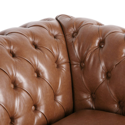 Canapé Chesterfield Somerville en similicuir capitonné avec accoudoirs en volutes par Christopher Knight Home