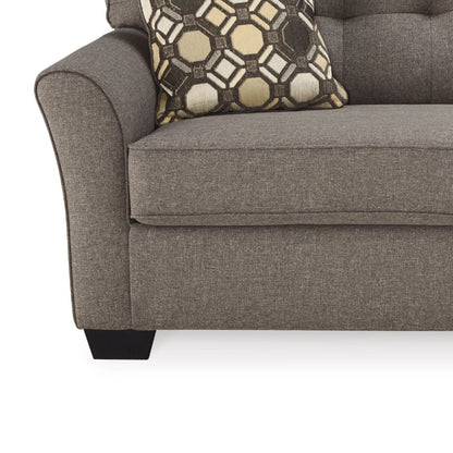 Canapé Sona, polyester gris ardoise, 2 coussins décoratifs, 200 cm