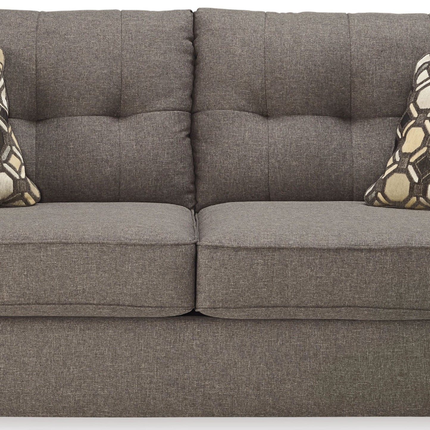 Canapé Sona, polyester gris ardoise, 2 coussins décoratifs, 200 cm