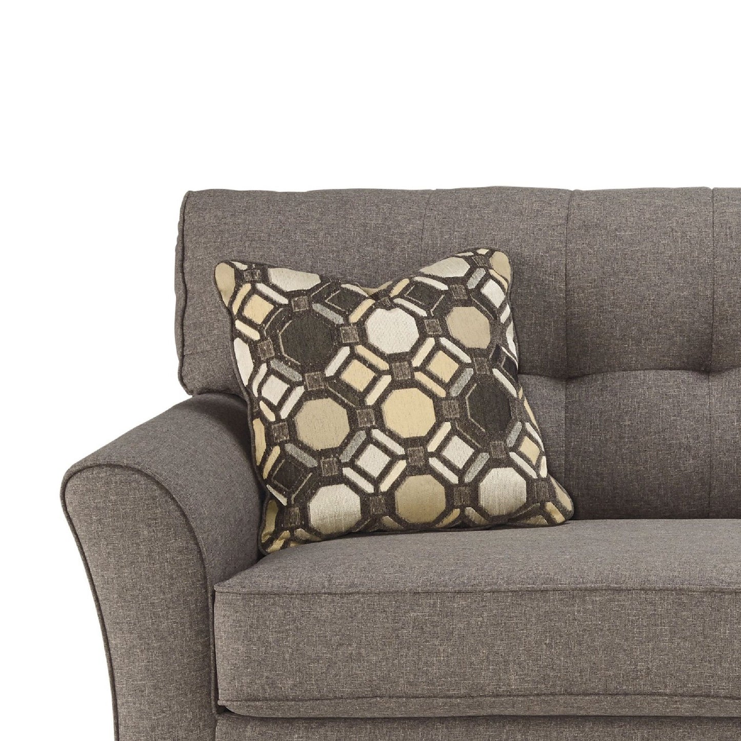 Canapé Sona, polyester gris ardoise, 2 coussins décoratifs, 200 cm