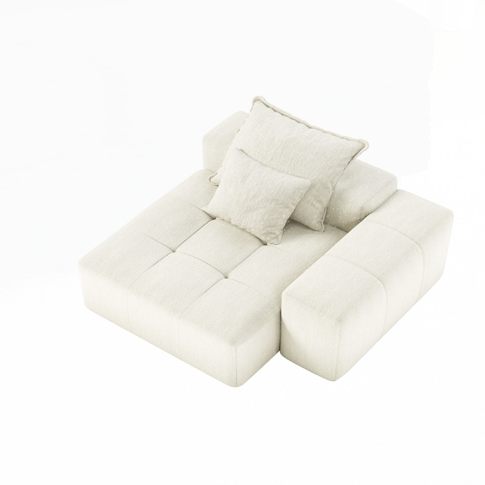 Canapé moelleux en tissu chenille scintillant avec 2 oreillers