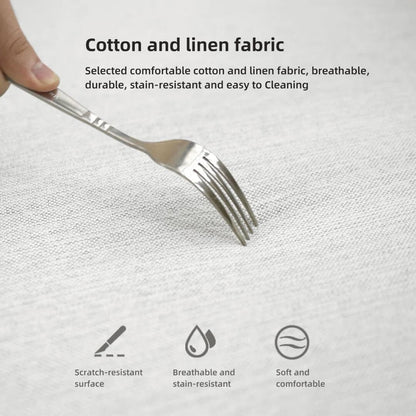 Canapé droit en tissu beige avec accoudoirs carrés