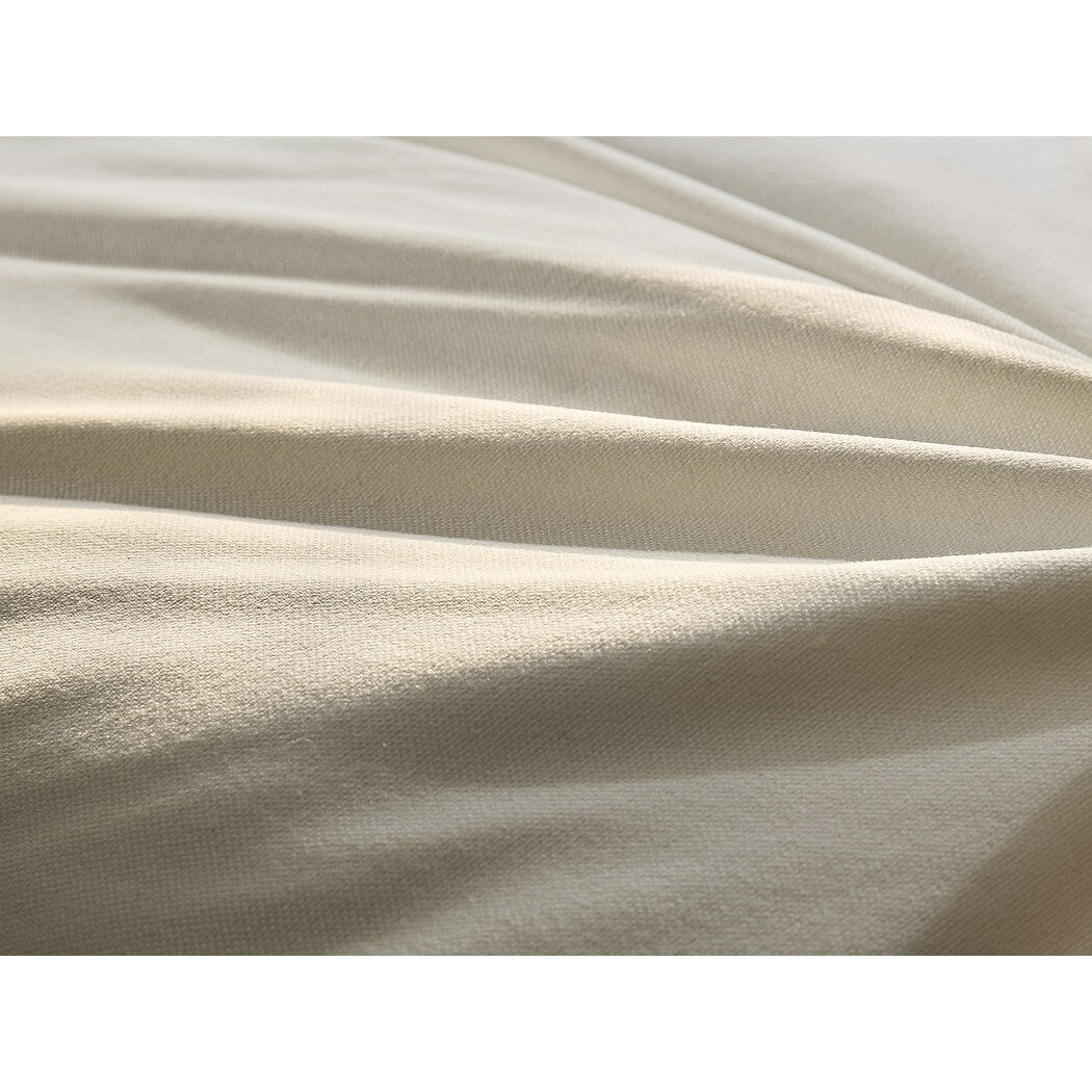 Canapé d'angle rectangulaire en lin à accoudoirs carrés, blanc perle