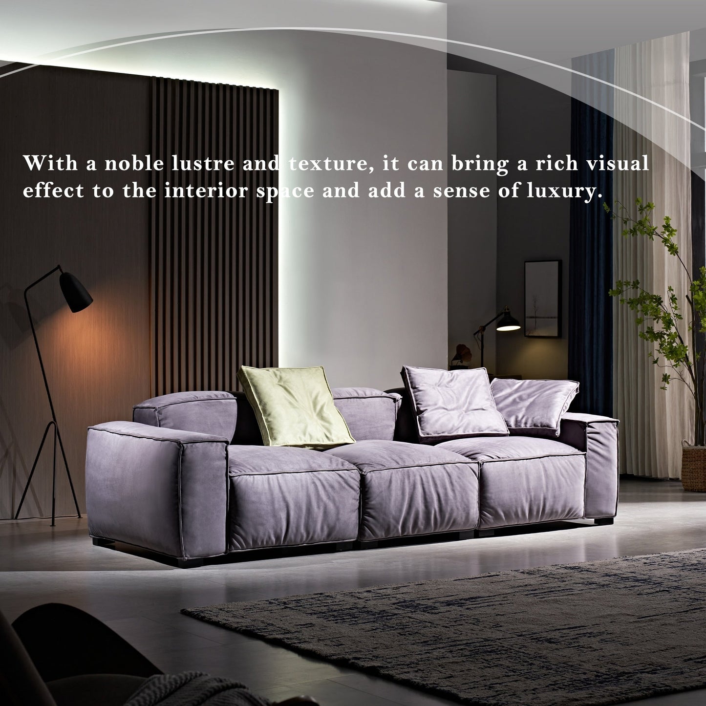 Canapé carré Masha en velours de 110 pouces, quatre places, pour le salon, canapé-lit