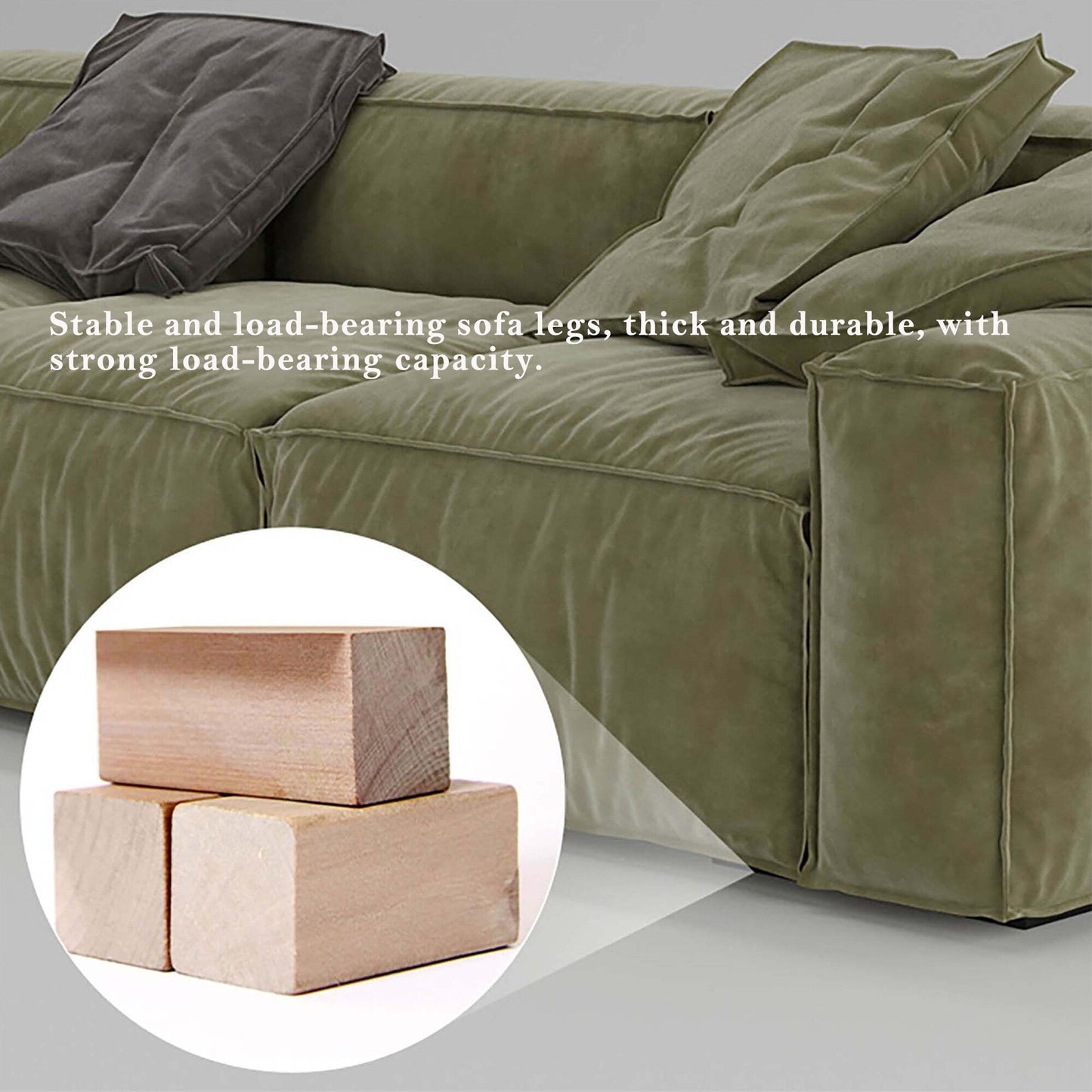 Canapé carré Masha en velours de 110 pouces, quatre places, pour le salon, canapé-lit