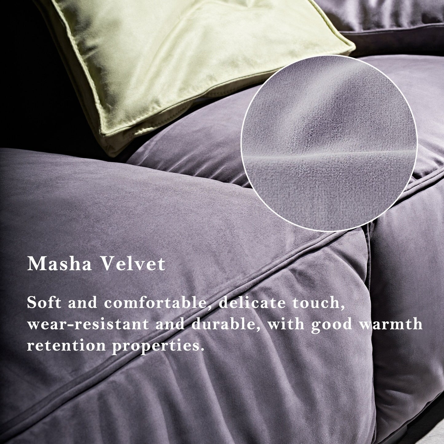 Canapé carré Masha en velours de 110 pouces, quatre places, pour le salon, canapé-lit