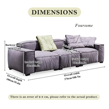 Canapé carré Masha en velours de 110 pouces, quatre places, pour le salon, canapé-lit