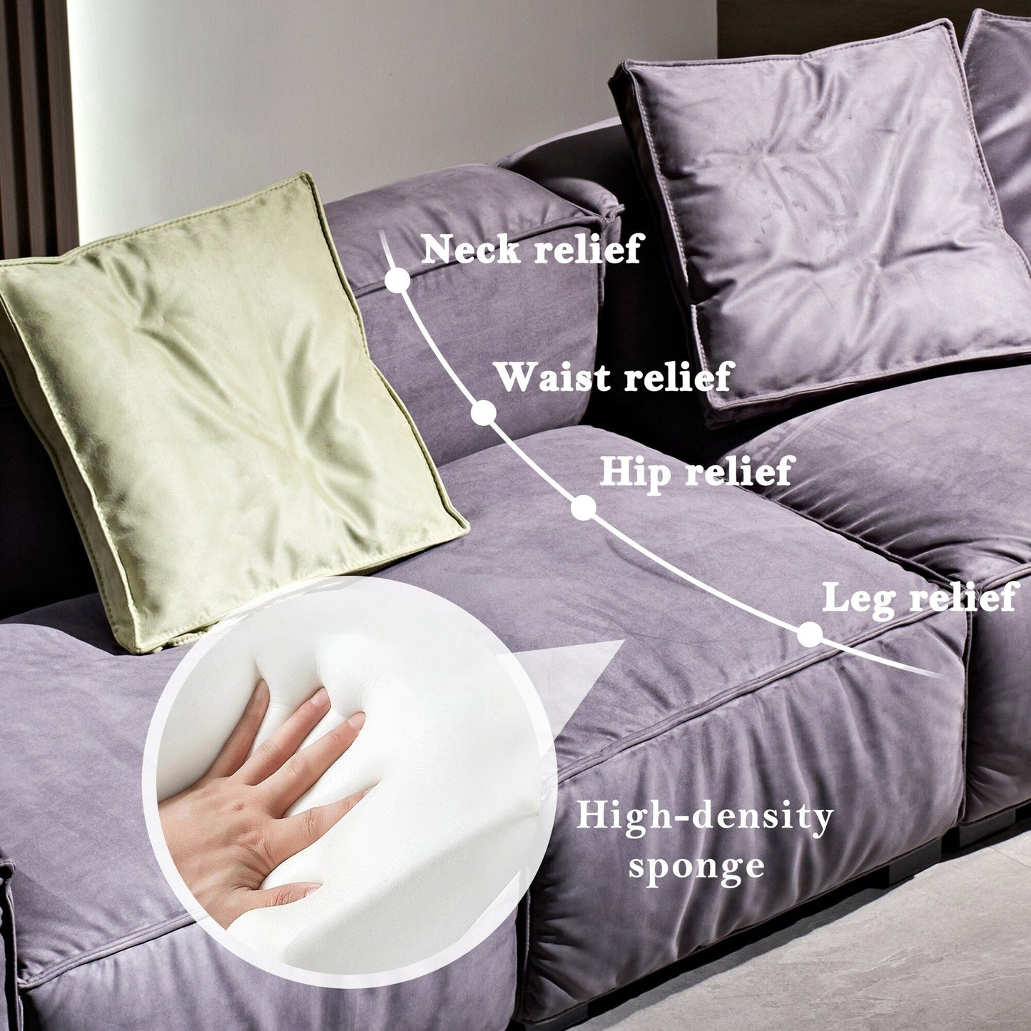 Canapé carré Masha en velours de 110 pouces, quatre places, pour le salon, canapé-lit