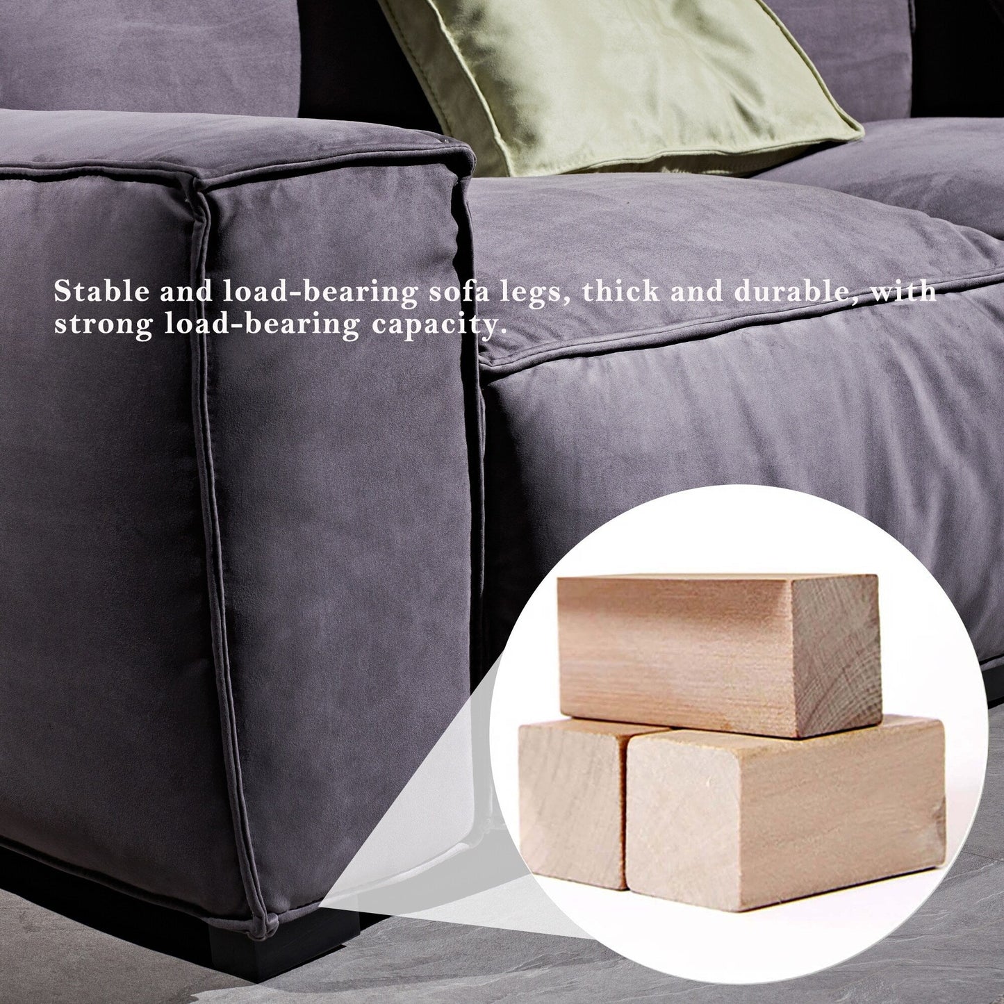 Canapé carré Masha en velours de 110 pouces, quatre places, pour le salon, canapé-lit