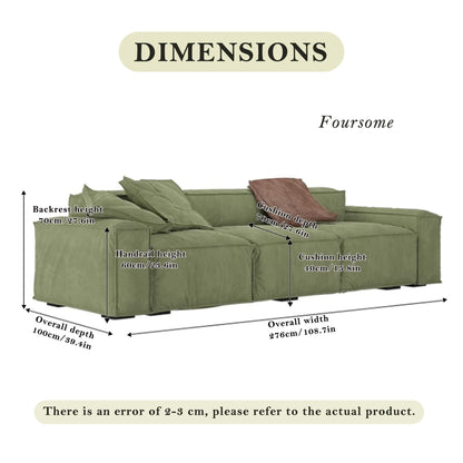 Canapé carré Masha en velours de 110 pouces, quatre places, pour le salon, canapé-lit