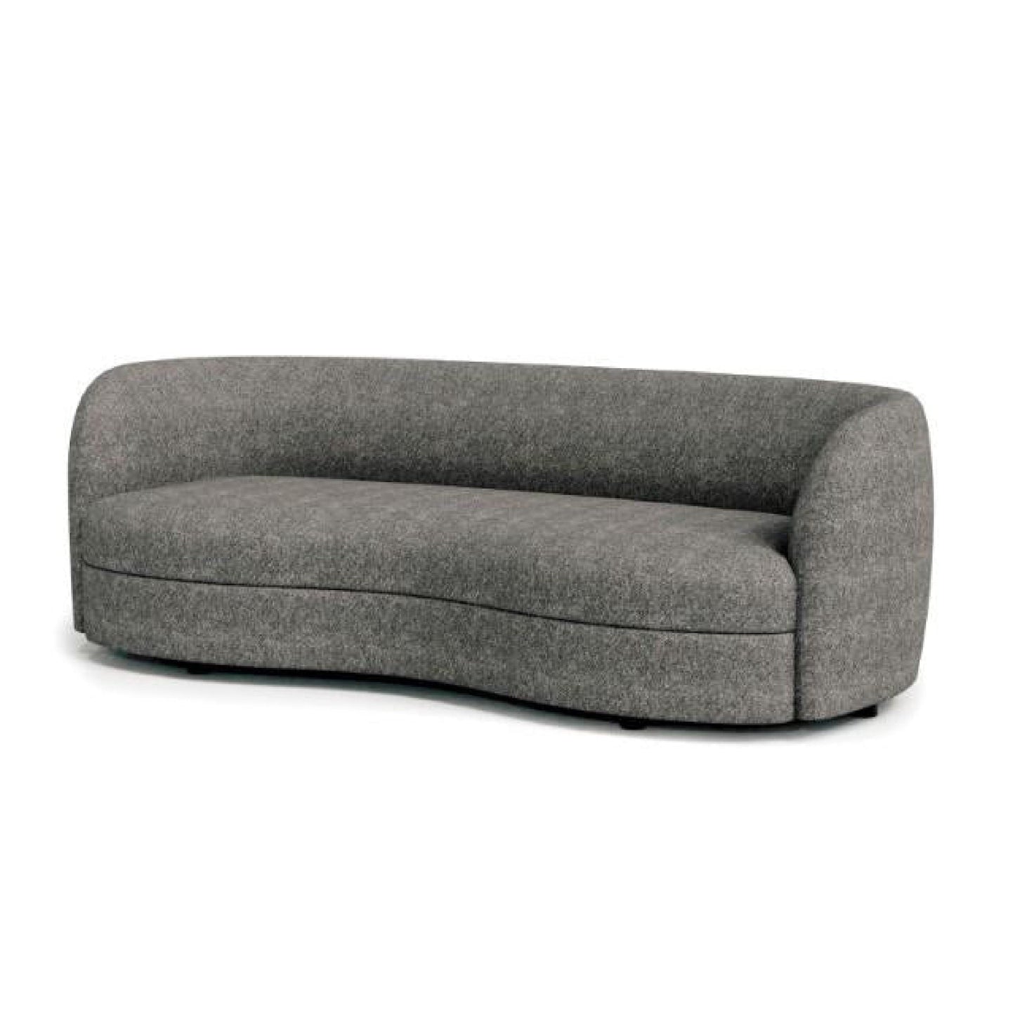 Canapé Srey, 84 pouces, boucle gris anthracite, forme de rein incurvée et lisse