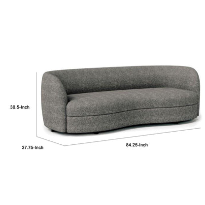 Canapé Srey, 84 pouces, boucle gris anthracite, forme de rein incurvée et lisse