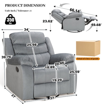Fauteuil inclinable standard avec fonction bascule et pivot pour salon