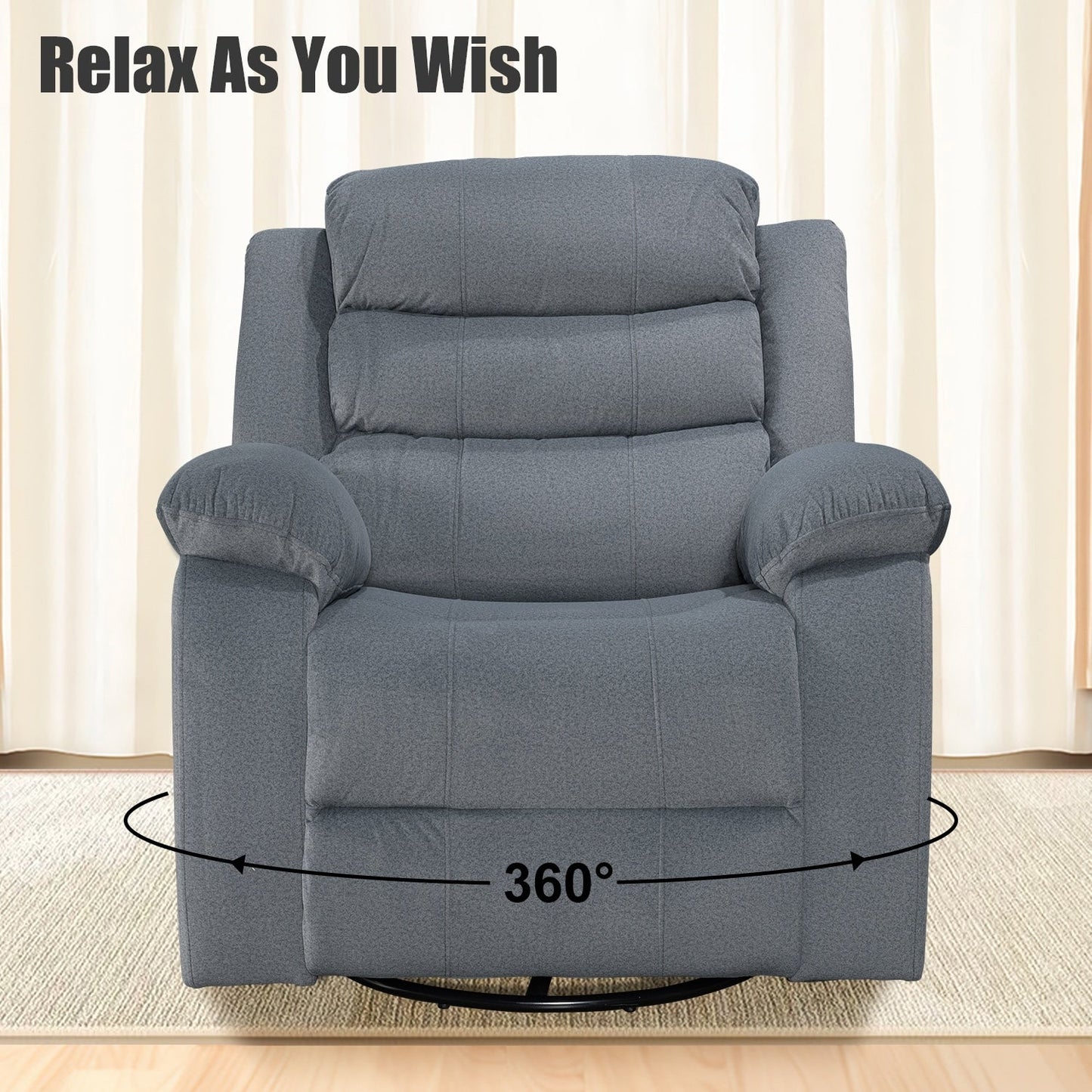 Fauteuil inclinable standard avec fonction bascule et pivot pour salon