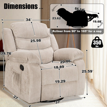 Fauteuil inclinable standard avec fonction bascule et pivot pour salon