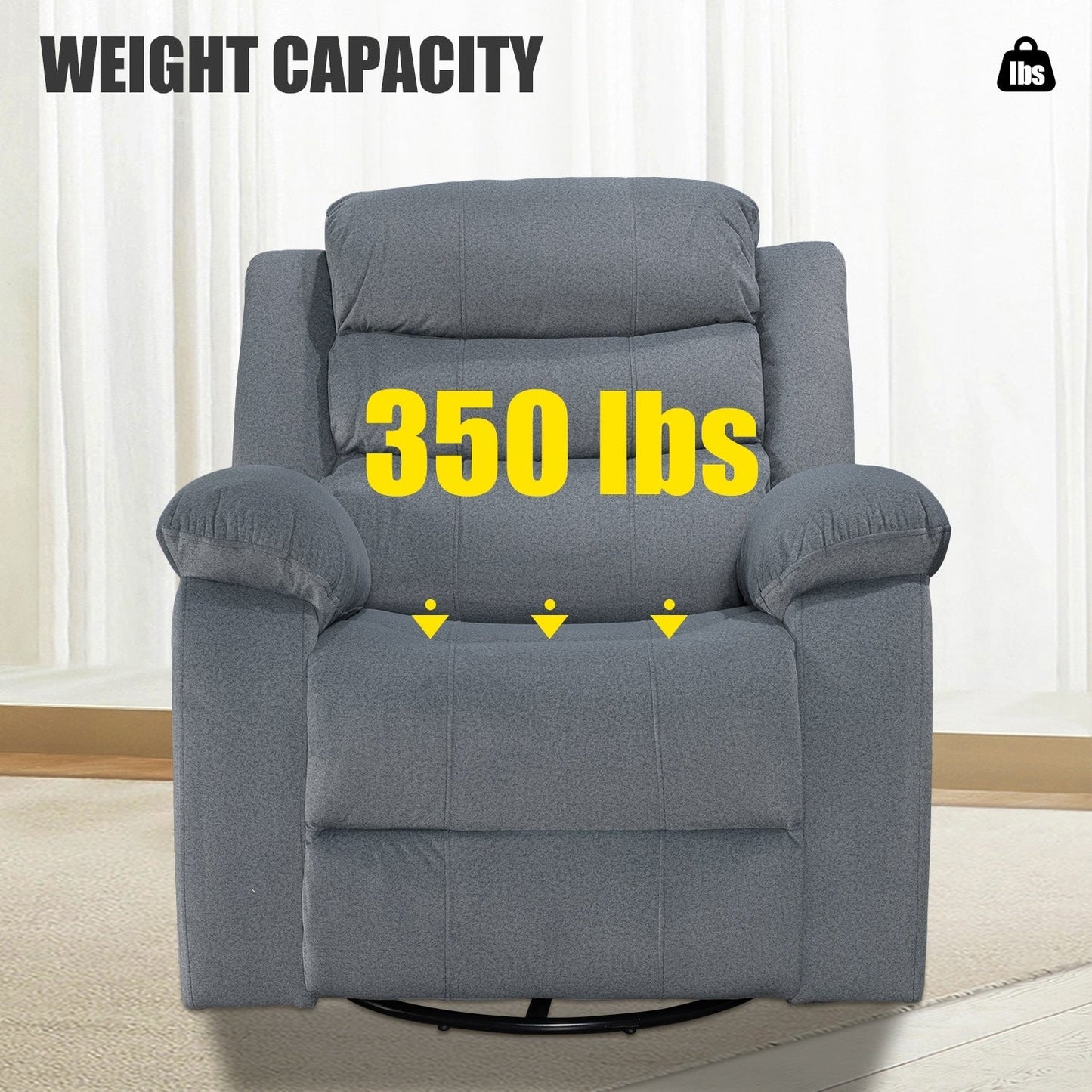 Fauteuil inclinable standard avec fonction bascule et pivot pour salon